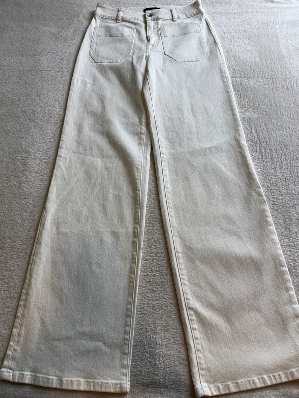 Sanctuary Marine Full Length Wide Leg Jeans Ivory White Standard Rise Size 27 - Picture 13 of 13